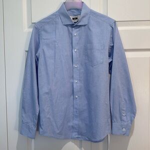 Joseph Abboud button down dress shirt. Pocket at chest. Blue/White check print.